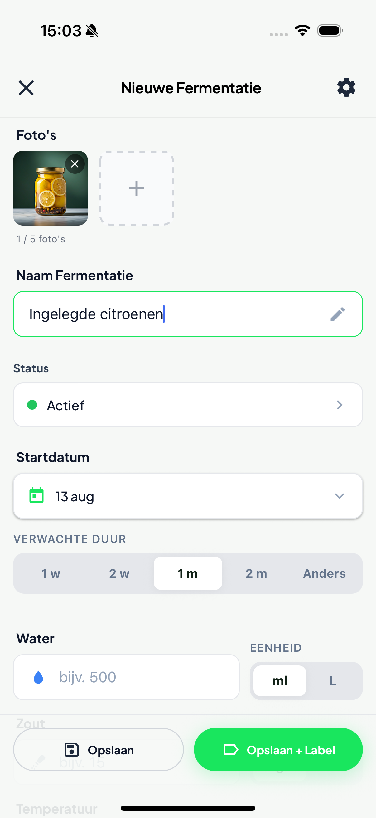 Nieuwe fermentatie toevoegen in Fermenteer Mij!